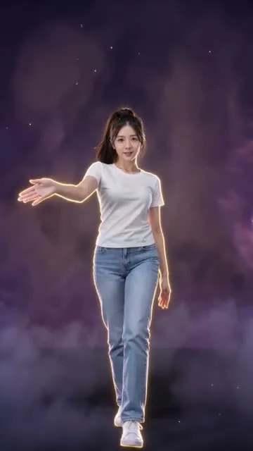 The same sample character in the generated Firestarter performance at 00:02