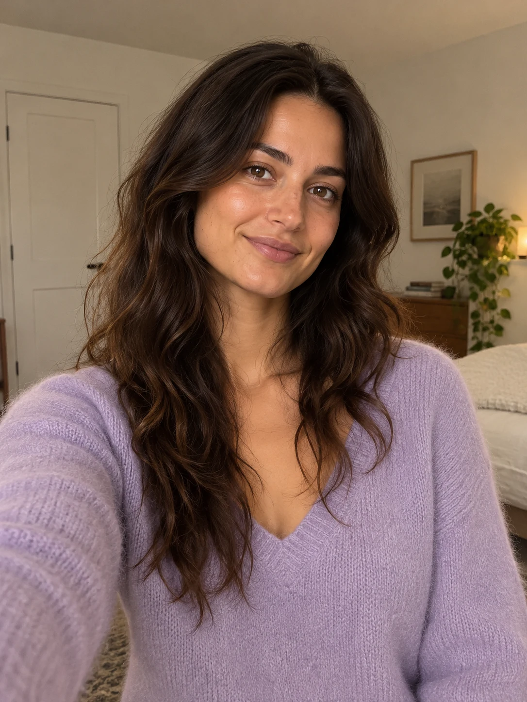 Original AI-generated indoor selfie without a car used as the driver input